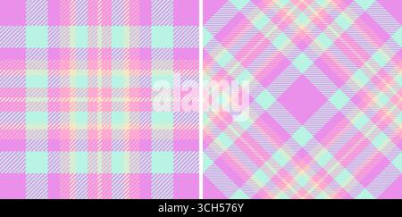 Due motivi di tartan pastello lato laterale. Uno è un classico plaid, l'altro un argyle diagonale. Da utilizzare per tessuti, design o un'estetica retrò. Illustrazione Vettoriale