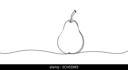 Pear - disegno di una linea. Frutta in linea continua. Illustrazione minimalista disegnata a mano, vettoriale. Traccia modificabile. Illustrazione Vettoriale