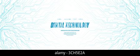 Sfondo bianco del circuito stampato. Concetto tecnologico tecnologia orizzontale Web Illustrazione Vettoriale