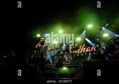 Jedburgh, Regno Unito. 31 agosto 2025. Nathan Carter si esibisce sul palco durante il secondo giorno dell'EdgeFest 2025 a Lilliardsedge vicino a Jedburgh il 30 agosto 2025. EdgeFest 2025, Festival musicale. Un festival musicale in crescita, negli Scottish Borders, ora al suo terzo anno, si tiene a Lilliardsedge, vicino a Jedburgh. Musica e intrattenimento per tutta la famiglia, sotto il grande tetto. ( Crediti: Rob Gray/Alamy Live News Foto Stock