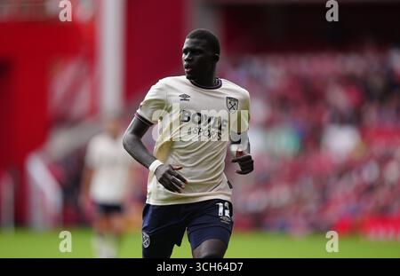 El Hadji Malick Diouf del West Ham United durante la partita di Premier League al City Ground di Nottingham. Data foto: Domenica 31 agosto 2025. Foto Stock