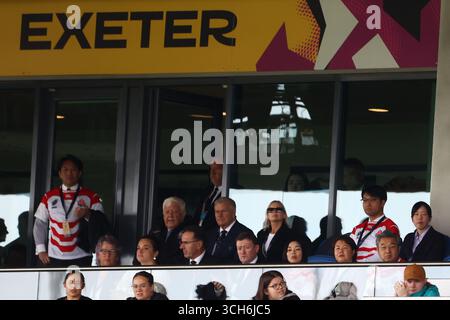 Exeter, Devon, Regno Unito. 31 agosto 2025. La principessa Akiko di Mikasa partecipa alla partita di Coppa del mondo di rugby tra nuova Zelanda e Giappone a Sandy Park, Exeter, Devon, Regno Unito. Crediti: Nidpor/Alamy Live News Foto Stock