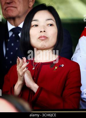 Exeter, Devon, Regno Unito. 31 agosto 2025. La principessa Akiko di Mikasa partecipa alla partita di Coppa del mondo di rugby tra nuova Zelanda e Giappone a Sandy Park, Exeter, Devon, Regno Unito. Crediti: Nidpor/Alamy Live News Foto Stock