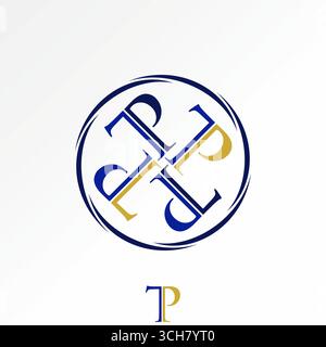 Design del logo grafica concept creativo immagine vettoriale di alta qualità TOP sell font iniziale TP serif su motivo di rotazione grafica grafica di lusso classica vortice del telaio Illustrazione Vettoriale