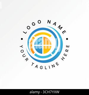 Design del logo concept grafico immagine vettoriale premium creativa TOP vendi linea circolare unica come il carattere C iniziale con la finestra centrale edificio dell'agente domestico Illustrazione Vettoriale
