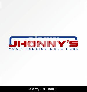Design del logo concept grafico immagine vettoriale premium creativa testo top sell Word Jhonny's font with water drop and pipeline plumbing service metal Illustrazione Vettoriale