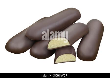 Pasta di mandorle al marzapane isolata su sfondo bianco Foto Stock