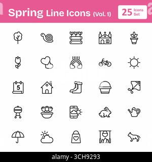 Icone della linea della molla (Vol. 1) Illustrazione Vettoriale