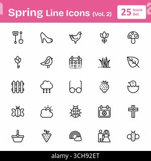 Icone della linea della molla (Vol. 2) Illustrazione Vettoriale