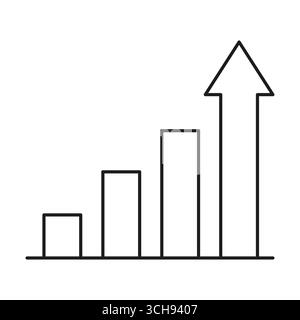 Icona del grafico di crescita. Grafico a barre in aumento. Simbolo di tendenza verso l'alto. Illustrazione finanziaria vettoriale. EPS 10. Illustrazione Vettoriale