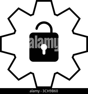 Lucchetto sbloccato nella marcia Impostazioni della marcia icona di sicurezza Illustrazione Vettoriale