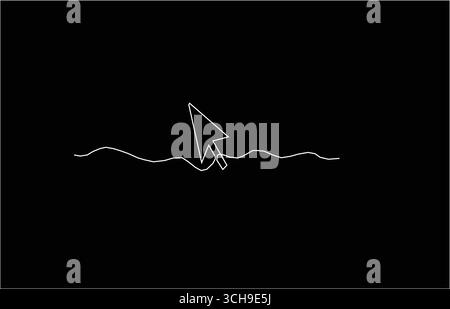 Disegno continuo della freccia del cursore. Icona di una riga della freccia del cursore. Disegno di una linea su sfondo nero. Illustrazione vettoriale. Icona freccia cursore Illustrazione Vettoriale