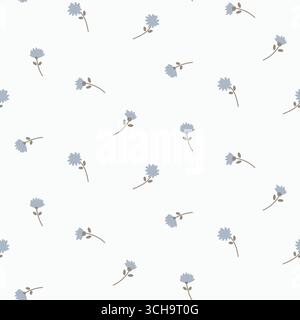 Sfondo bianco color crema con motivi floreali e fiori di prato. Fattoria semplice sfondo e piccolo stile grandmillenario floreale Illustrazione Vettoriale