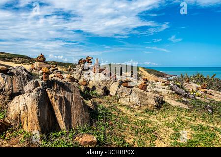 Percorso lungo la costa e le spiagge da Jericoacoara a Pedra Furada, nello stato brasiliano di Ceara. Foto Stock