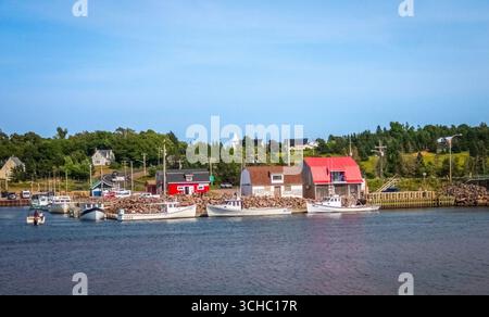 Barche da pesca attraccate allo Stanley Bridge Marina a Stanley Bridge, Isola del Principe Edoardo, Canada Foto Stock