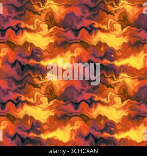 Effetto Tie dye blur ombre moody senza cuciture. Sfondo a flusso di vernice liquido ondulato in stile hippy audace. Textur a righe per un design continuo. Foto Stock