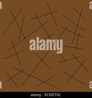 Schema di linee caotico. Linee astratte casuali. Superficie di sfondo marrone. Illustrazione della trama vettoriale. Illustrazione Vettoriale