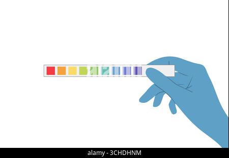 PH sangue. Prova del tornasole con le mani. Controllo medico. Illustrazione vettoriale in stile piatto Illustrazione Vettoriale