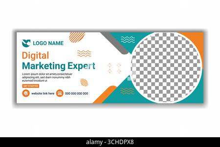 Modello di copertina e banner per agenzie di marketing digitali e aziende di facebook Illustrazione Vettoriale