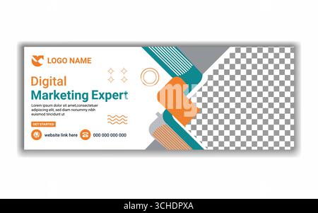 Banner di copertina Facebook per agenzie di marketing digitale minimalista annunci aziendali per agenzie di marketing Illustrazione Vettoriale