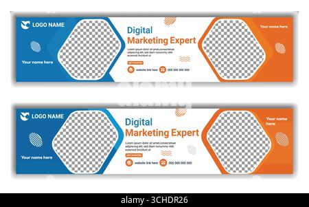 Banner di marketing di LinkedIn riassunto pulito per la pubblicità sui social media e le agenzie di marketing digitale Illustrazione Vettoriale