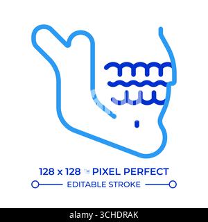 Osso della mascella icona a due linee di colore pixel perfetti per raggi x. Illustrazione Vettoriale