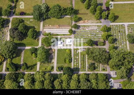 Vista aerea, cimitero sud con cimitero verde, Sodingen, Herne, zona della Ruhr, Renania settentrionale-Vestfalia, Germania, architettura, vista, sepoltura, Foto Stock