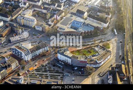 Vista aerea, città con Platz der Deutschen Einheit, HOTEL B&B Hamm am Willy-Brandt-Platz, centro, Hamm, zona della Ruhr, Renania settentrionale-Vestfalia, Germania Foto Stock