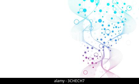 DNA della struttura molecolare, atomo, neuroni. Medicina, tecnologia, chimica, conoscenze scientifiche. Concetto scientifico per il tuo progetto. Linee collegate con punti Foto Stock