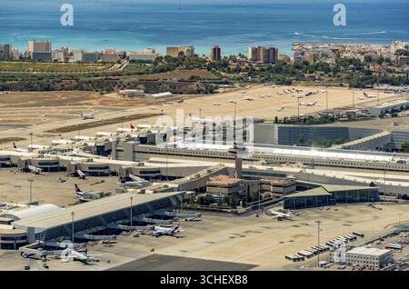 Vista aerea, Aeropuerto de Palma di Maiorca, Aeroporto di Palma di Maiorca, Palma, Maiorca, Isole Baleari, Spagna Foto Stock