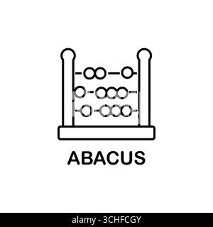 Icona della linea abaco scolastica, elemento didattico ed scolastico, grafica vettoriale matematica, pattern lineare su sfondo bianco, Illustrazione Vettoriale