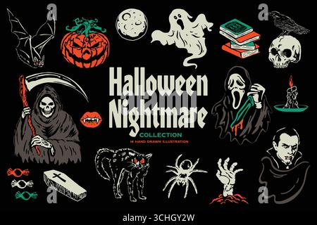 Halloween Nightmare Illustration Collection Illustrazione Vettoriale