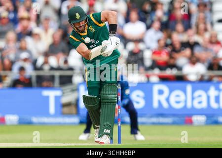 Headingley Cricket Ground, Leeds martedì 2 settembre 2025. Aiden Markram del Sudafrica in azione con la mazza durante la partita della Metro Bank One Day Series tra Inghilterra e Sudafrica all'Headingley Cricket Ground di Leeds, martedì 2 settembre 2025. (Foto: Stuart Leggett | mi News) crediti: MI News & Sport /Alamy Live News Foto Stock