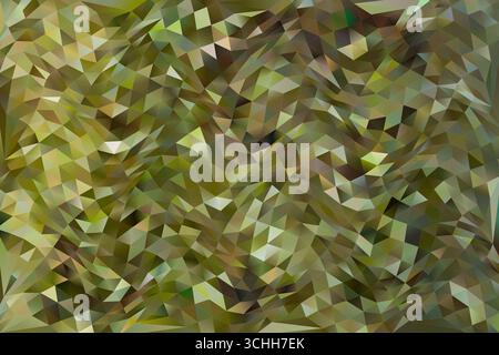 Opere d'arte colorate a basso contenuto di poli composte da forme geometriche, caratterizzate da una miscela di toni verdi e terrosi. Ideale per l'uso in background o in design astratto. Foto Stock