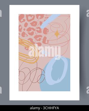 Arte astratta estetica con forme organiche e colori morbidi e invitanti su tela Illustrazione Vettoriale