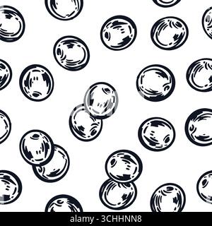 Pattern vettoriale senza cuciture di bacche di viburnum. Bacche di diverse dimensioni, disegnate a mano con inchiostro. Il motivo è adatto per la stampa su tessuto, per Illustrazione Vettoriale