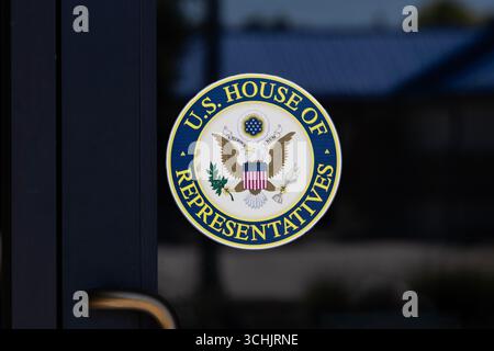 Noblesville - 31 agosto 2025: Sigillo della camera dei rappresentanti degli Stati Uniti. La camera dei rappresentanti è una camera del Congr bicamerale degli Stati Uniti Foto Stock