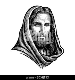 Redentore e Salvatore Gesù Cristo con un velo in testa Illustrazione Vettoriale