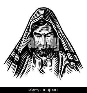 Redentore e Salvatore Gesù Cristo con un velo in testa Illustrazione Vettoriale