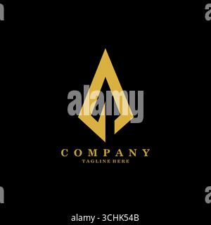 Logo archer con testa a freccia simbolo di un'arma tradizionale vintage Illustrazione Vettoriale