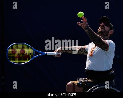 Queens, Stati Uniti. 2 settembre 2025. Queens, New York. 2 settembre 2025: Il doppio di Heath Davidson (AUS) e Robert Shaw (CAN) durante gli US Open 2025. Crediti: Corleve/Alamy Live News Foto Stock