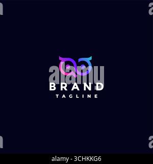 Design semplice con logo Infinity Eye. Design con logo colorato Owl Infinity Eye Symbol. Illustrazione Vettoriale