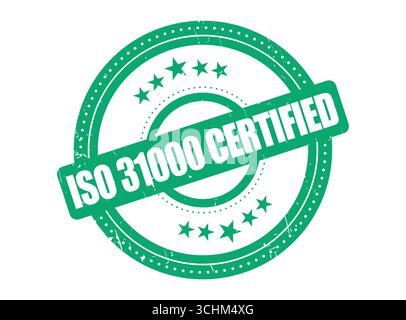 Una guarnizione in gomma certificata ISO 31000 con cerchio tratteggiato Illustrazione Vettoriale