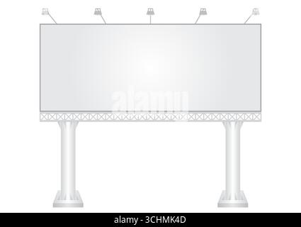 Affissioni vuote per la pubblicità. Poster pubblicitario. Mockup per Billboard. Banner vuoto per esterni. Illustrazione vettoriale isolata su sfondo bianco. Illustrazione Vettoriale