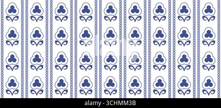 Motivo verticale a strisce floreali blu Illustrazione Vettoriale