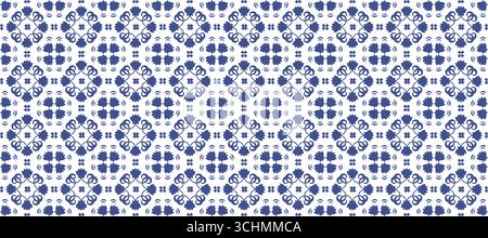 Tradizionale motivo floreale in mattonelle di vigna con ornamento folcloristico Illustrazione Vettoriale