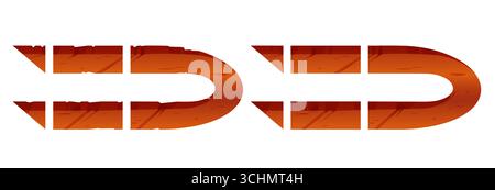 Elementi con asse in legno con sezioni dritte e curve per la progettazione di interfacce di gioco o kit di costruzione. Pezzi di legno arancione con struttura in legno. Elementi di base per progetti creativi o risorse ui. Illustrazione Vettoriale