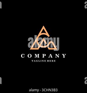 Design semplice e minimalista con logo a monogramma AC o CA Illustrazione Vettoriale