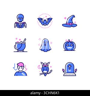 Simboli di Halloween - Set di icone di stile moderno Illustrazione Vettoriale
