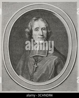 Francesco Fénelon (Francesco di Salignac de la Mothe-Fénelon) (1651-1715). Prelato francese, teologo e scrittore. Arcivescovo di Cambrai nel 1695. Fu tutore di Luigi, Delfino di Francia (1682-1712), duca di Borgogna. Verticale. Incisione di Huyot su un dipinto di Joseph Vivien (1657-1735), inciso da Benoît Audran (1661-1721), 1714. XVI siècle: lettres, Sciences et Arts, France 1590-1700 (XVII secolo: Lettere, scienze e arti), di Paul Lacroix. Pubblicato a Parigi da Librairie de Firmin-Didot et Cie, 1882. Foto Stock